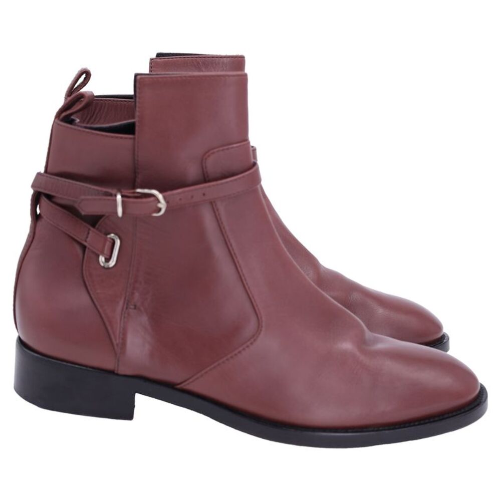 Balenciaga Flat Ankle with Belt Detail Boots in Brown Leather